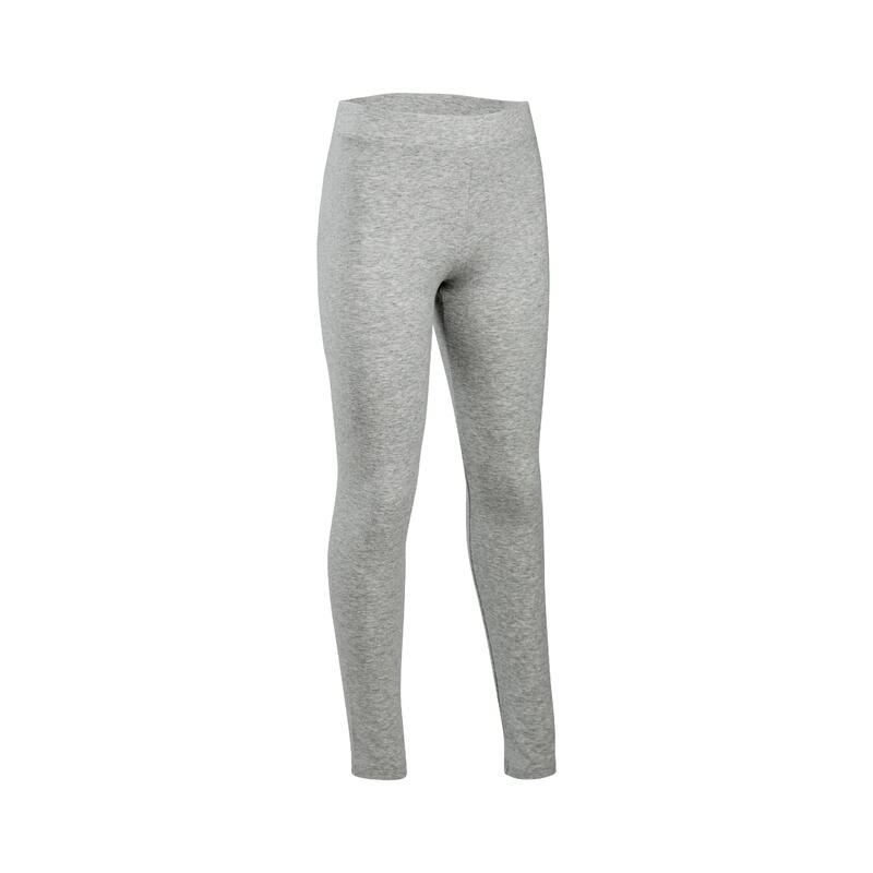 Girls' Cotton Leggings 500 - Grey