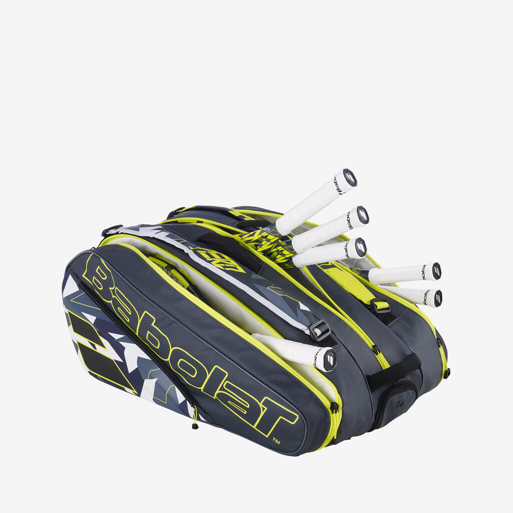 Tennistasche - Babolat RH12 Pure Aero 12 Schläger grau/gelb mit Schuhfach
