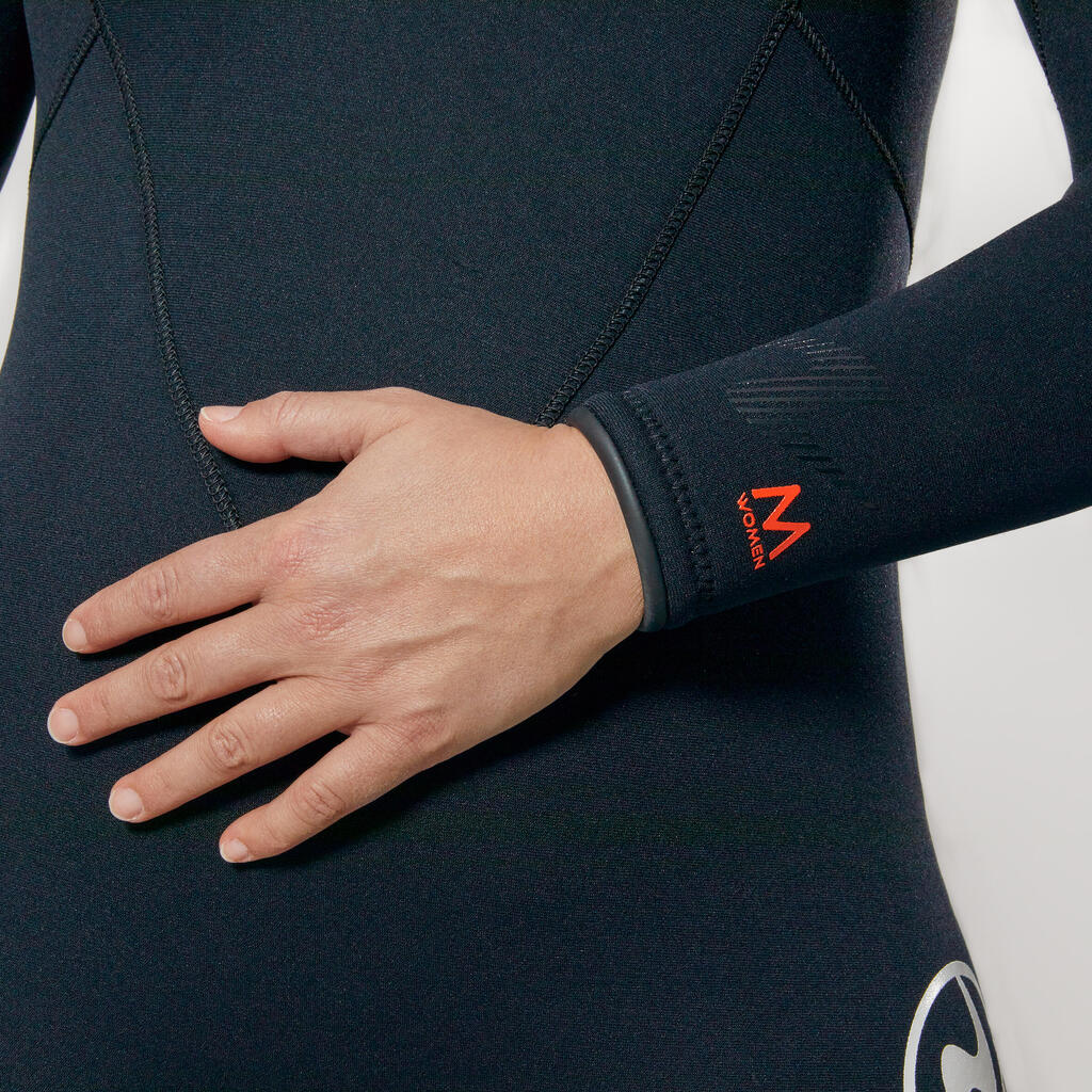 Sieviešu neoprēna hidrotērps niršanai ar akvalangu “Wave”, 5,5 mm, melns