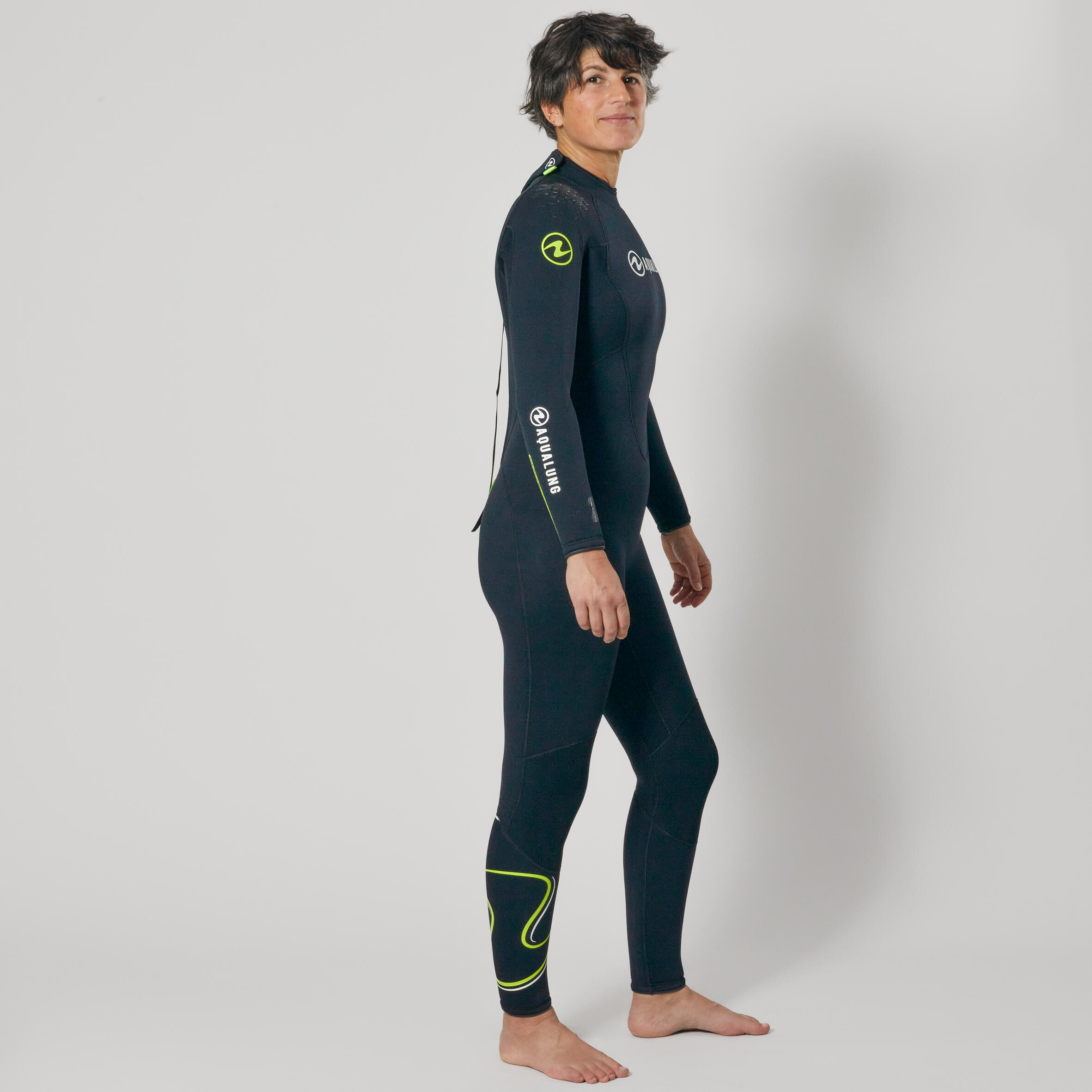 Women's diving wetsuit Aqualung 5.5 mm neoprene - WAVE Black/Yellow 3/8