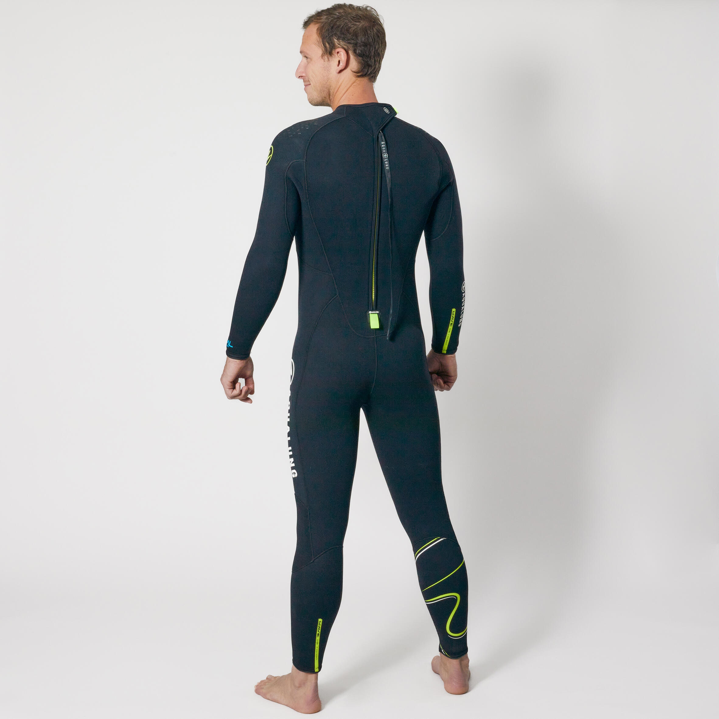 Neopreno buceo con botella Hombre 5,5 mm Wave negro amarillo 2/8