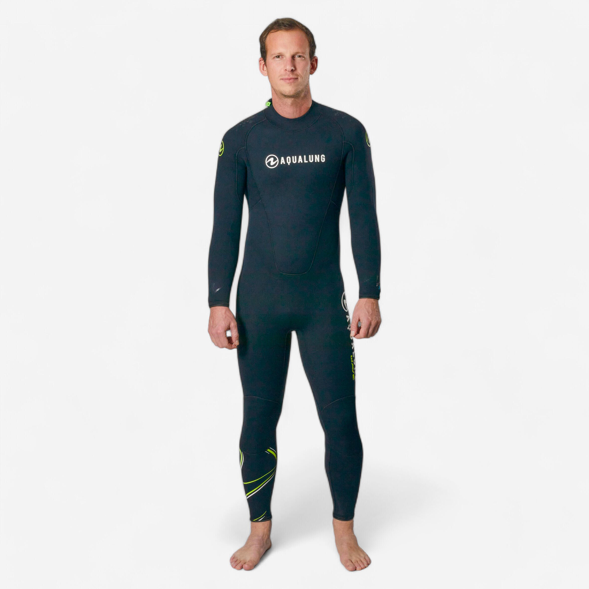 Combinaison Plongée Aqualung Homme néoprène 5,5mm - WAVE Noir/Jaune