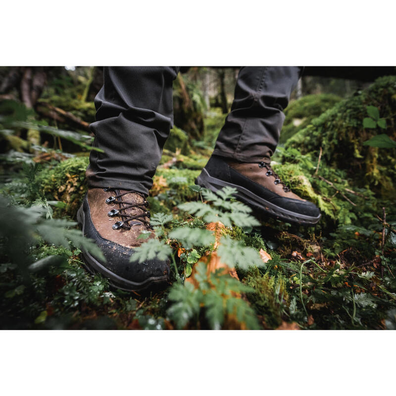 Erkek Su Geçirmez Deri Avcı Botu - Kahverengi - Vibram Tabanlı - Crosshunt 500