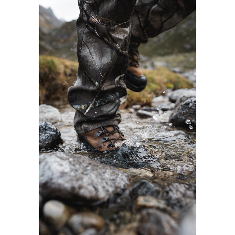 Erkek Su Geçirmez Deri Avcı Botu - Kahverengi - Vibram Tabanlı - Crosshunt 500