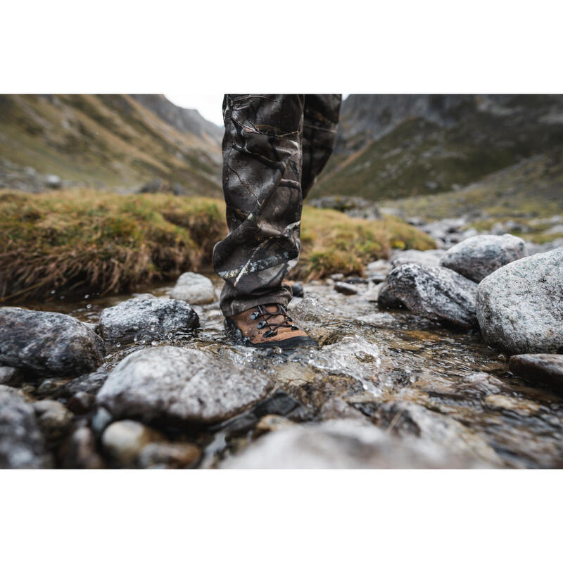 Erkek Su Geçirmez Deri Avcı Botu - Kahverengi - Vibram Tabanlı - Crosshunt 500