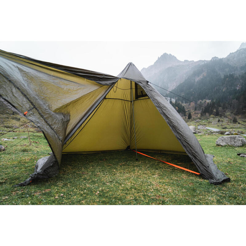 Bivakovací nepropustný stan týpí na bushcraft až pro 3 osoby khaki