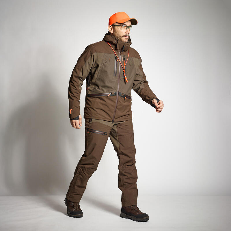 VESTE CHASSE IMPERMÉABLE RENFORT MARRON 900 BÉCASSE