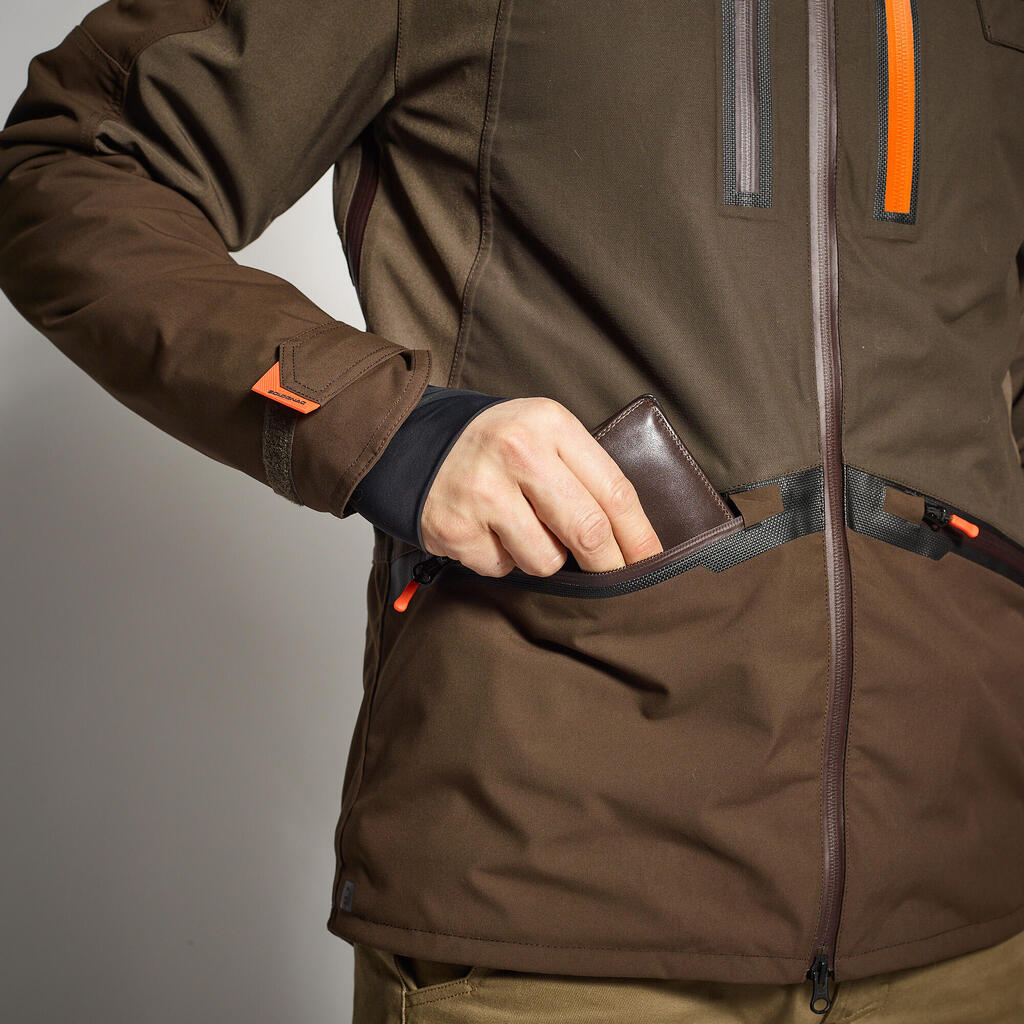 HUNTING WATERPROOF REINFORCED JACKET 900 BROWN - WOODCOCK