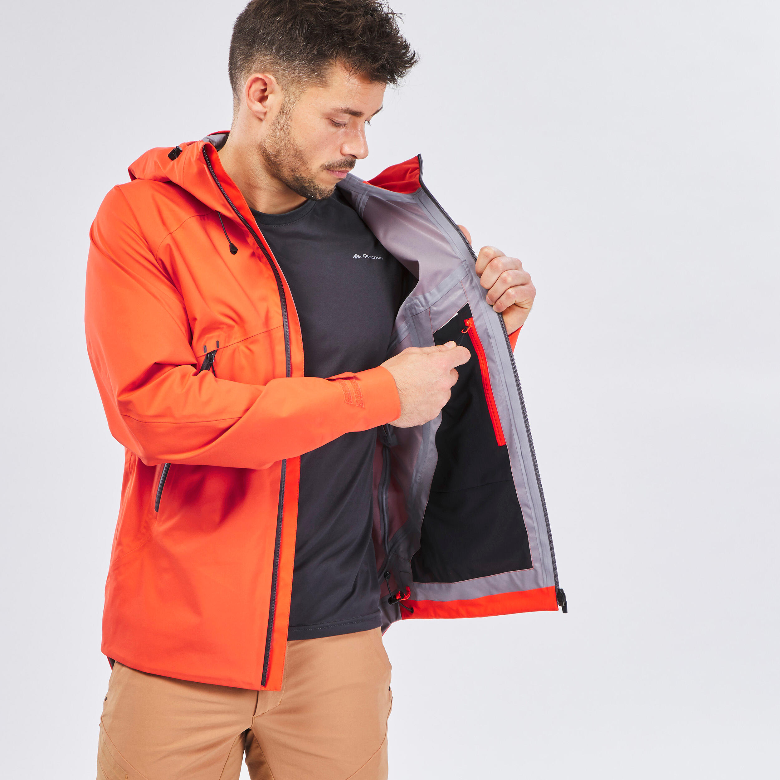 Men's Hiking Lightweight Waterproof Jacket MH500 - Image 9