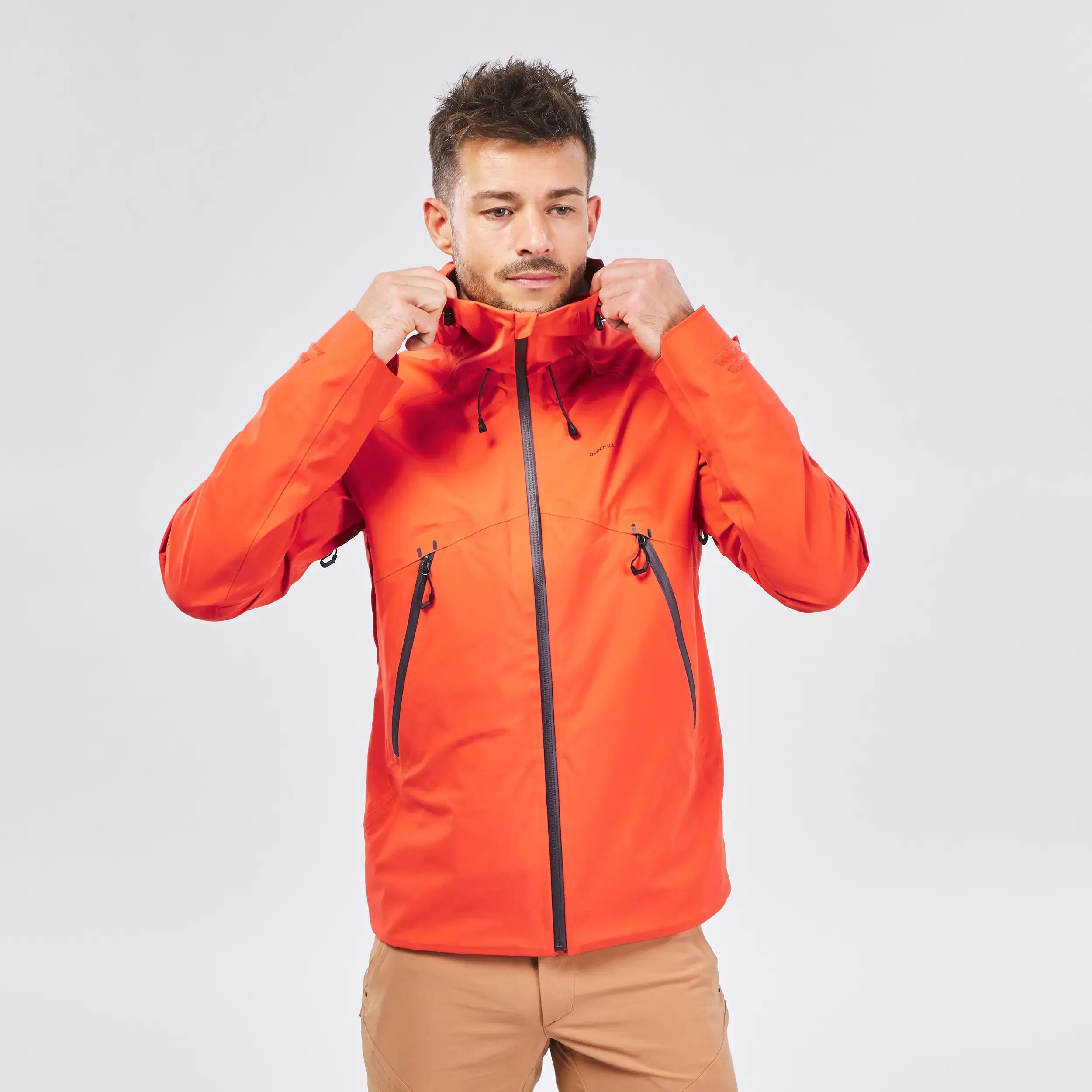 Men’s waterproof mountain hiking jacket, MH500 - Orange 3/11