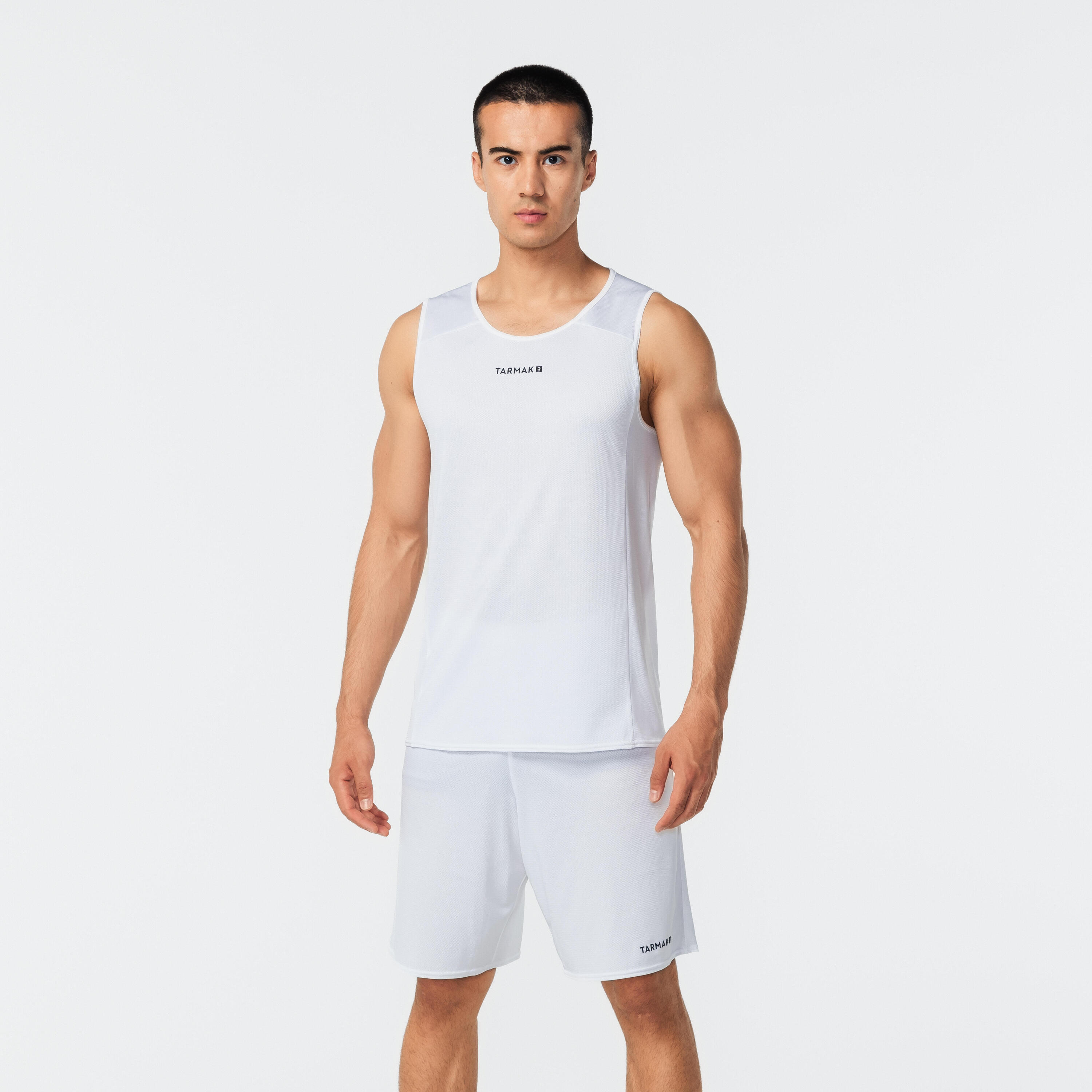 Basketbalshort voor heren SH100 wit 2/6