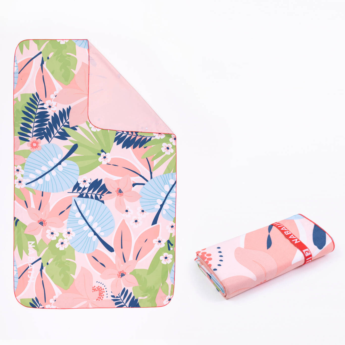 Compact Microfibre Swimming Towel with Snaps Size L 80 x 130 cm - print