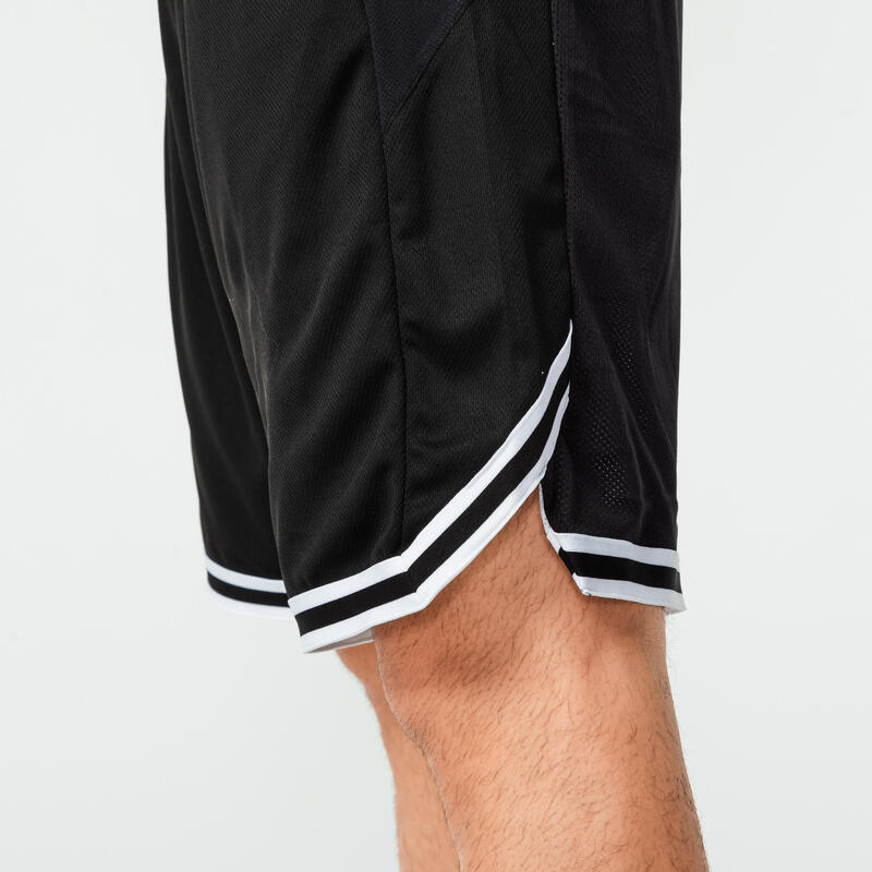 Omkeerbare basketbalshort voor volwassenen SH500R zwart/wit