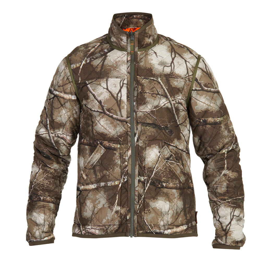 SILENT REVERSIBLE PADDED HUNTING JACKET TREEMETIC/TREEMETIC - NEON