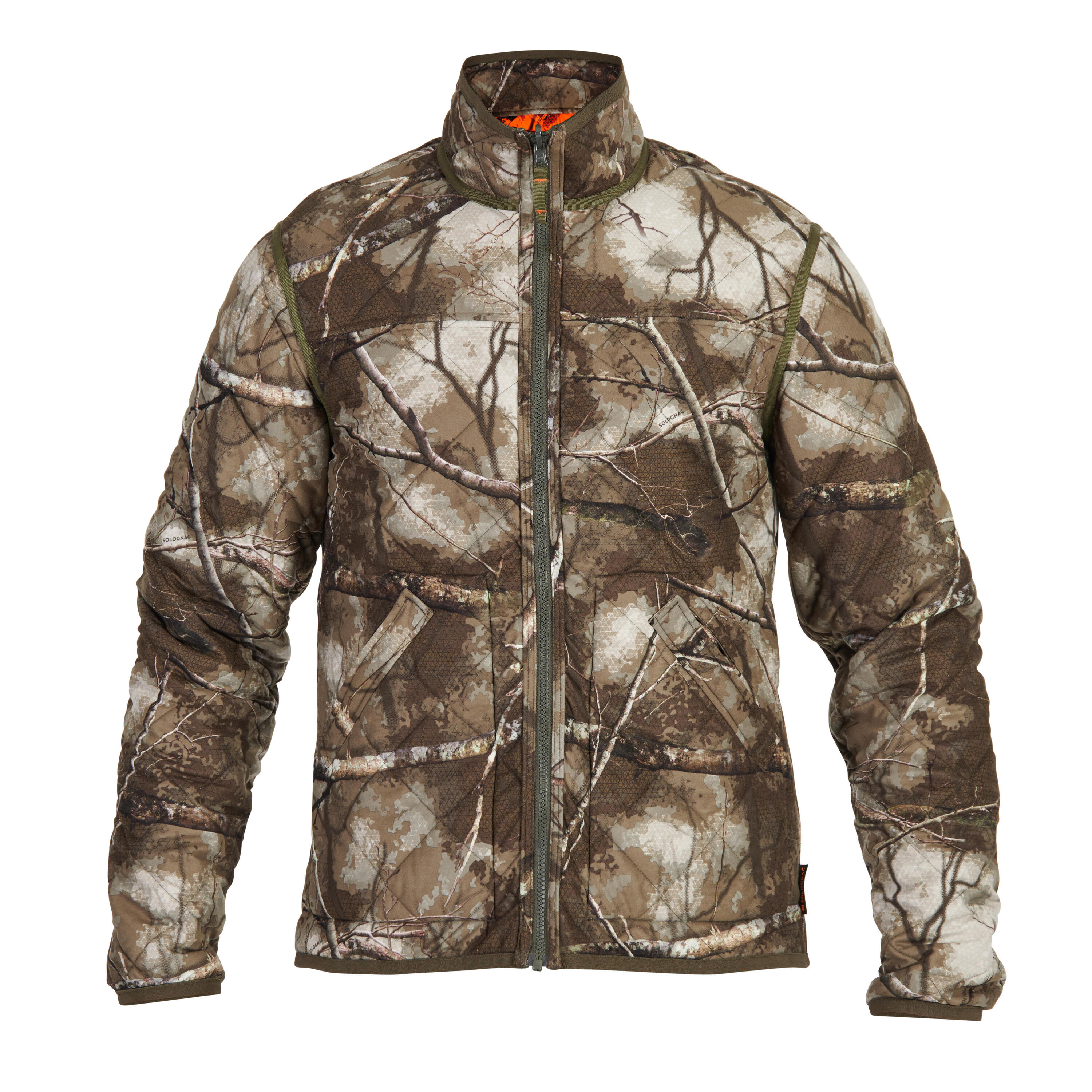 SILENT REVERSIBLE PADDED HUNTING JACKET TREEMETIC/TREEMETIC - NEON 11/11