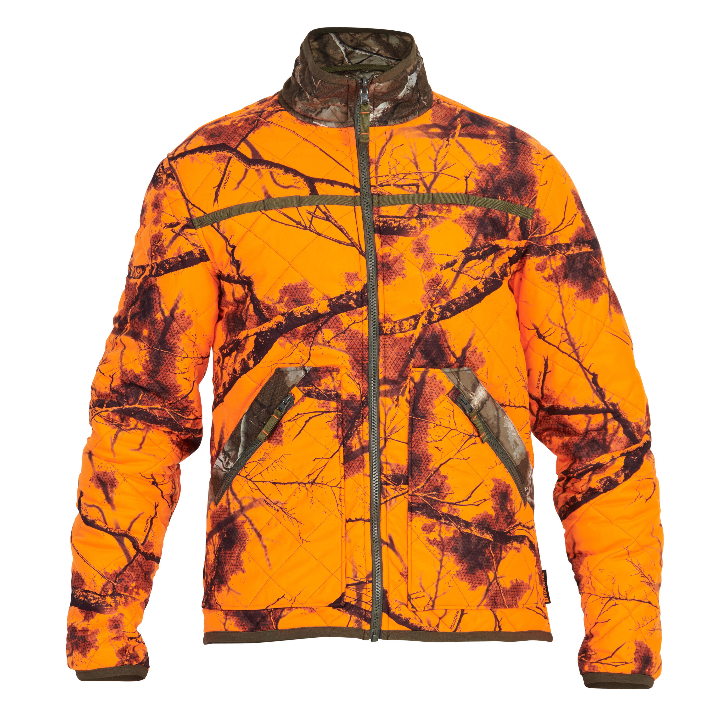 SILENT REVERSIBLE PADDED HUNTING JACKET TREEMETIC/TREEMETIC - NEON 10/11