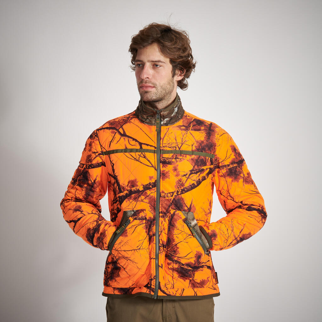 SILENT REVERSIBLE PADDED HUNTING JACKET TREEMETIC/TREEMETIC - NEON