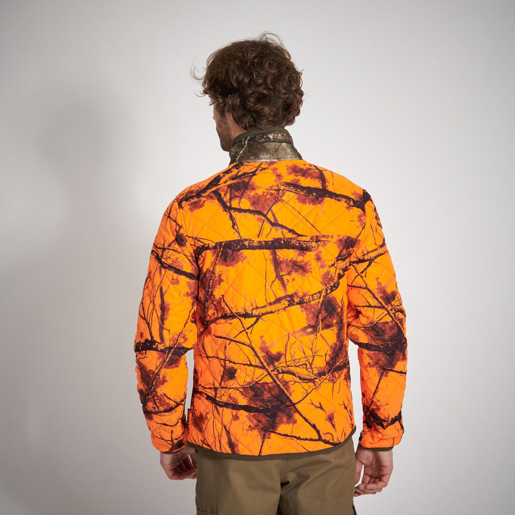 SILENT REVERSIBLE PADDED HUNTING JACKET TREEMETIC/TREEMETIC - NEON