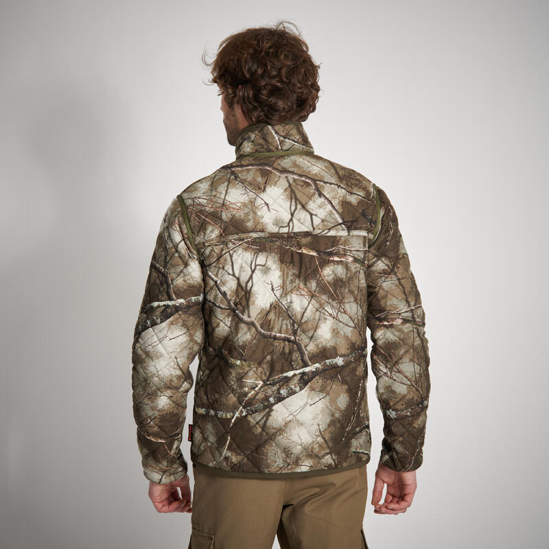 Chaqueta Caza Solognac Hombre Acolchada Reversible Camuflaje Treemetic Fluo