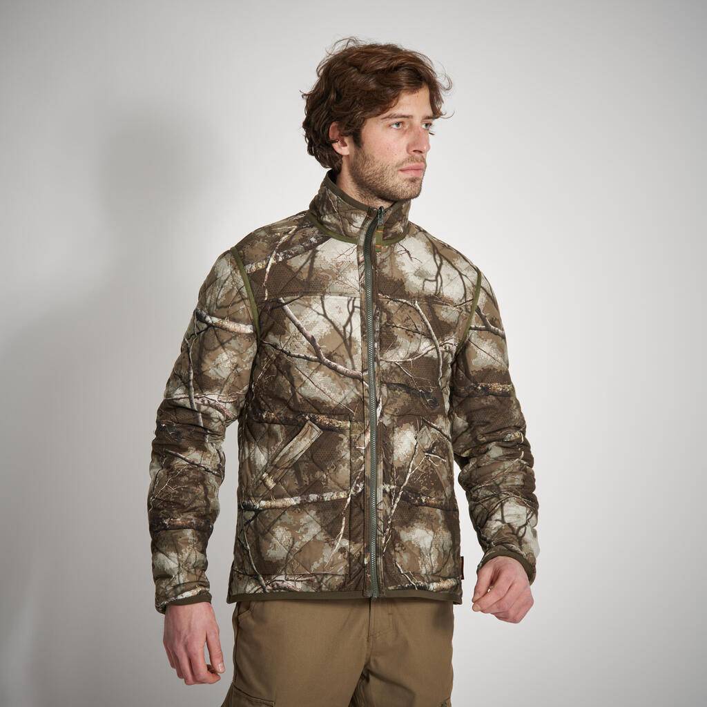 SILENT REVERSIBLE PADDED HUNTING JACKET TREEMETIC/TREEMETIC - NEON