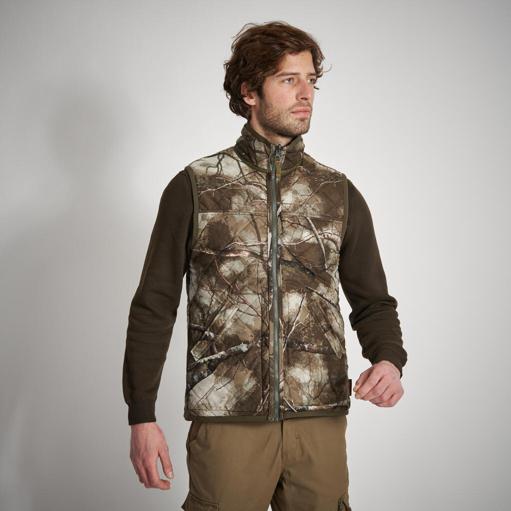 Gilet chasse réversible camouflage/camouflage fluo 100