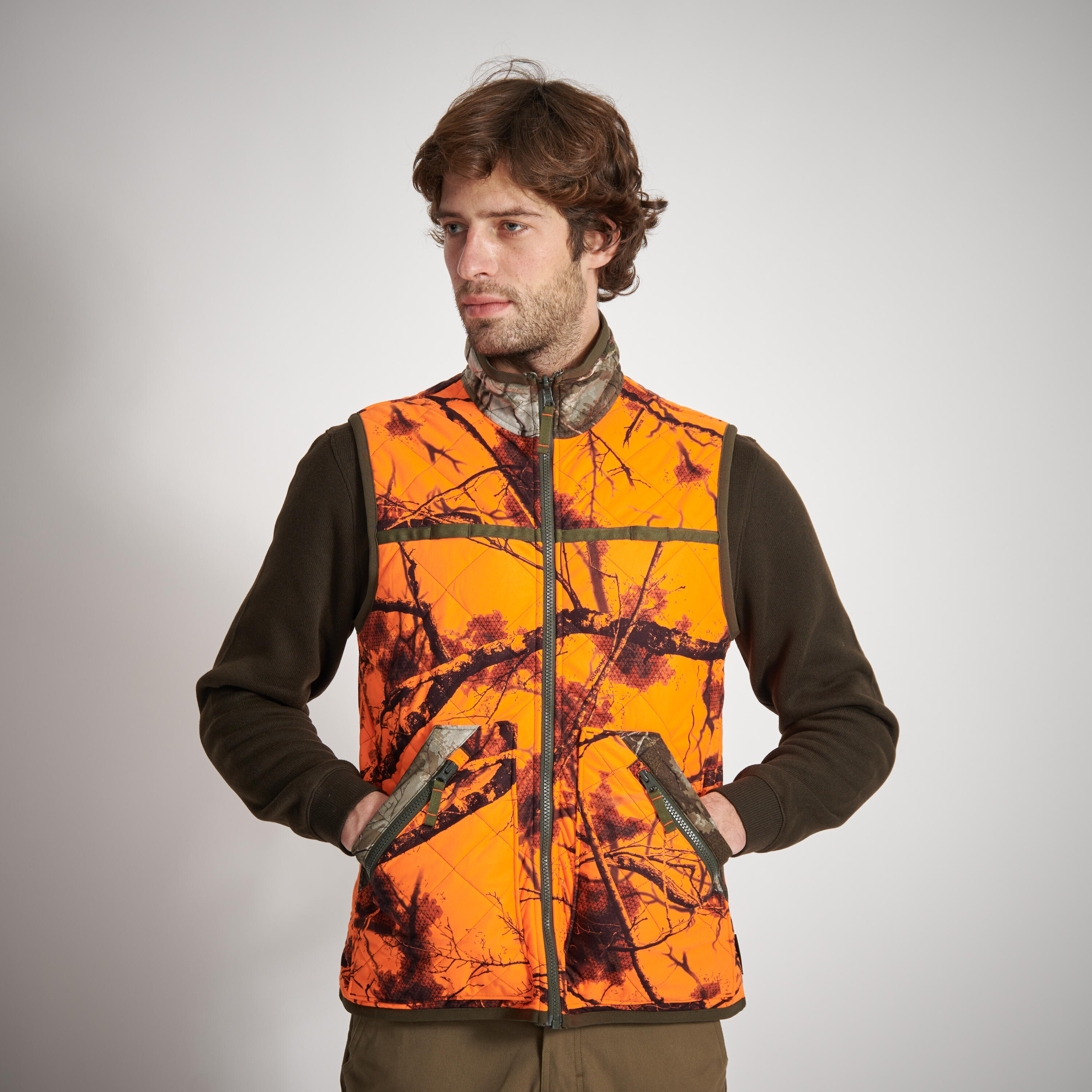 Gilet caccia 100 TREEMETIC reversibile fluo  6/8