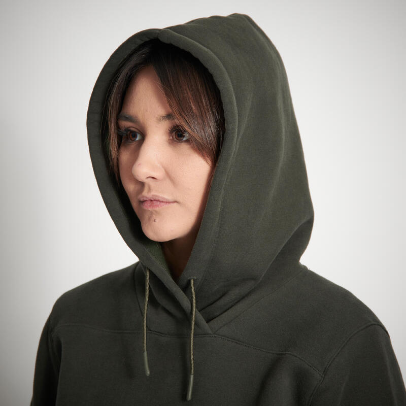 Sudadera Caza Chaqueta Solognac 500 Mujer Capucha Cálida Verde