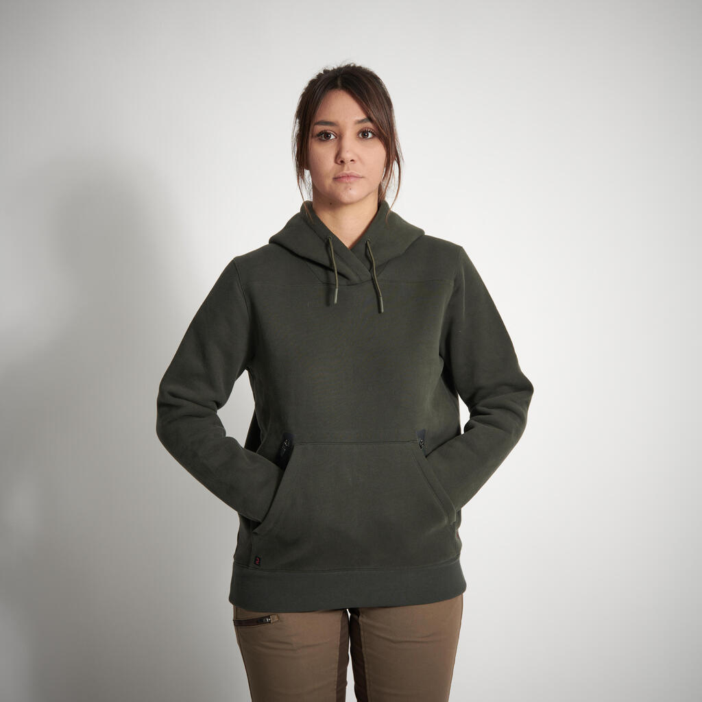 WOMEN'S WARM HOODED SWEATSHIRT - GREEN