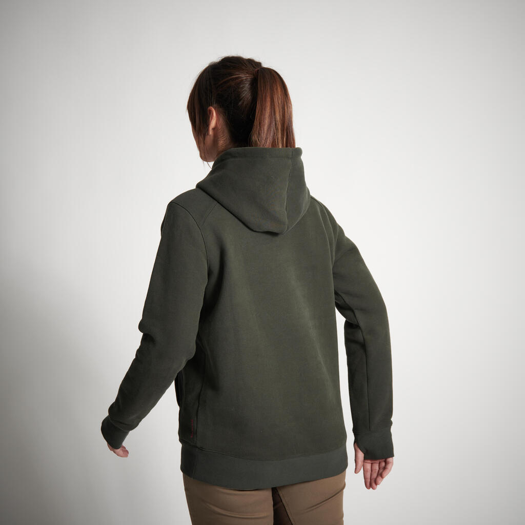 WOMEN'S WARM HOODED SWEATSHIRT - GREEN