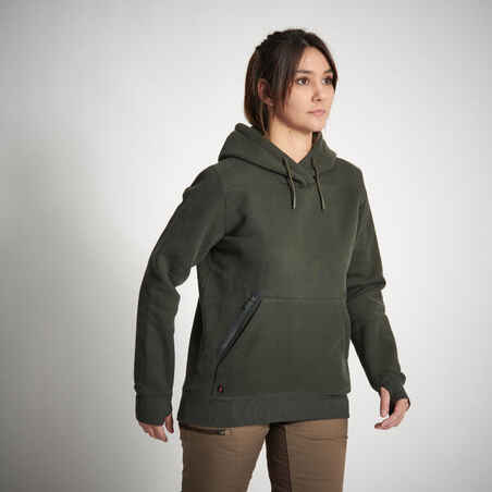 WOMEN'S WARM HOODED SWEATSHIRT - GREEN