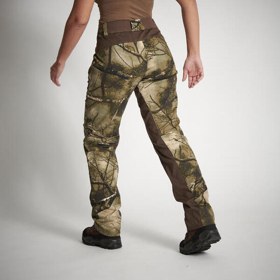 Jagdhose 500 Damen geräuscharm atmungsaktiv Camouflage