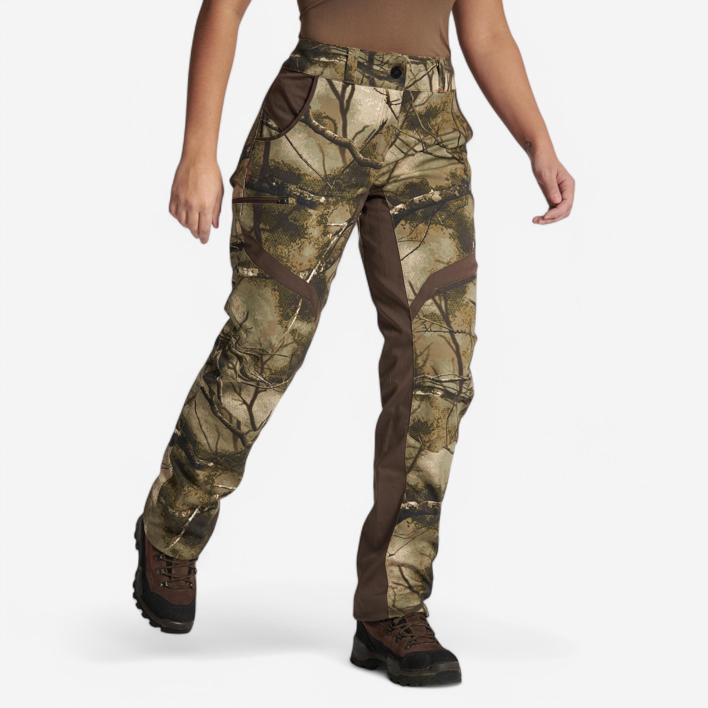 Pantalon 500 silențios ușor respirant camuflaj damă