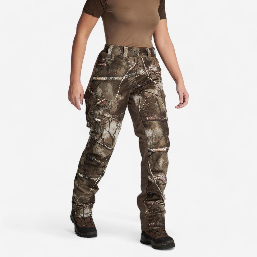 Jagd-Regenhose Treemetic 500 Damen warm wasserdicht geräuscharm Camouflage 