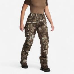 PANTALON FEMME CHASSE CHAUD IMPERMÉABLE SILENCIEUX CAMOUFLAGE TREEMETIC 500