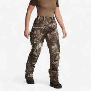 Pantalón Caza Solognac 500 Mujer Camuflaje Treemetic Cálido Impermeable Silencioso