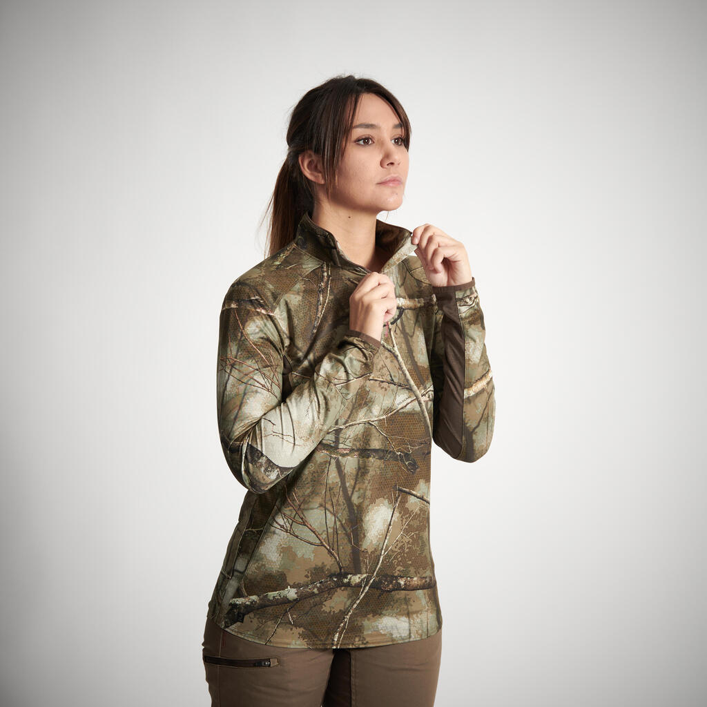 WOMEN'S HUNTING LONG-SLEEVE BREATHABLE SILENT T-SHIRT TREEMETIC 500