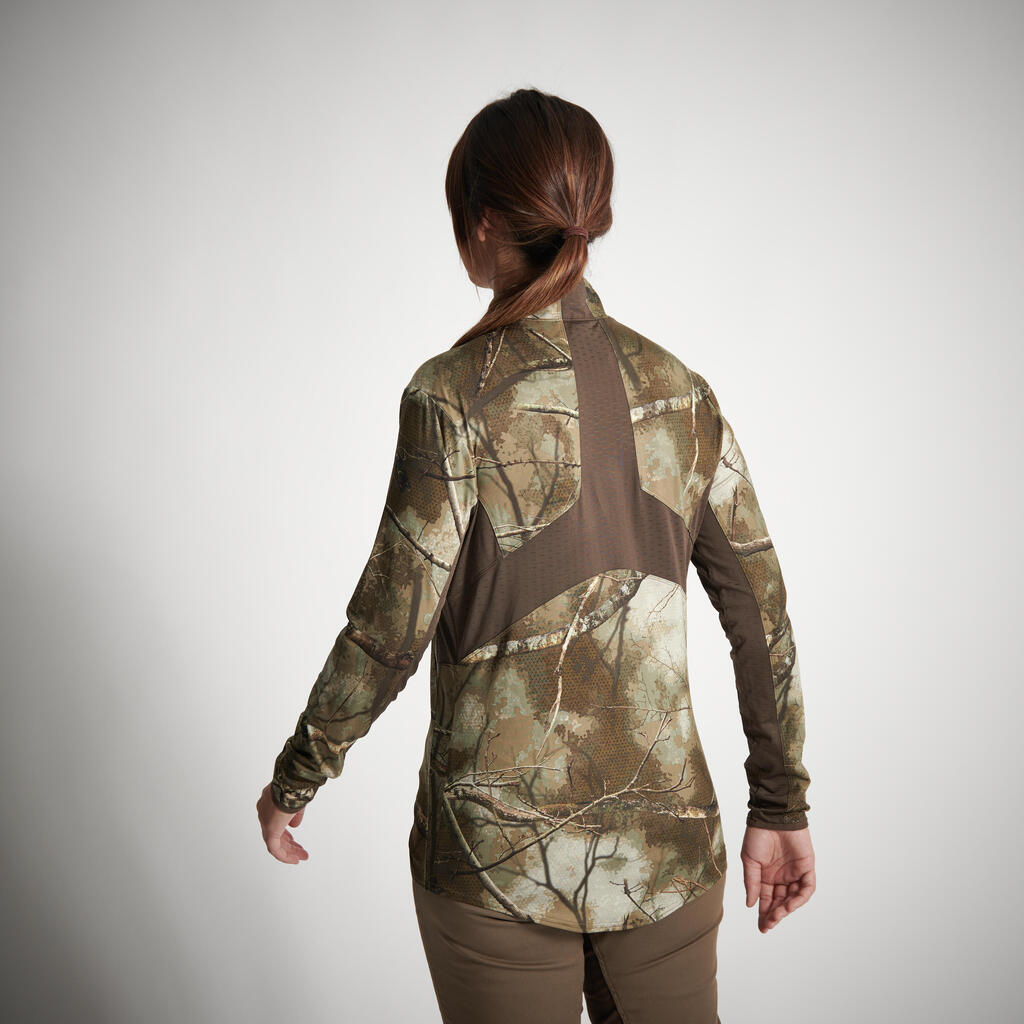 WOMEN'S HUNTING LONG-SLEEVE BREATHABLE SILENT T-SHIRT TREEMETIC 500