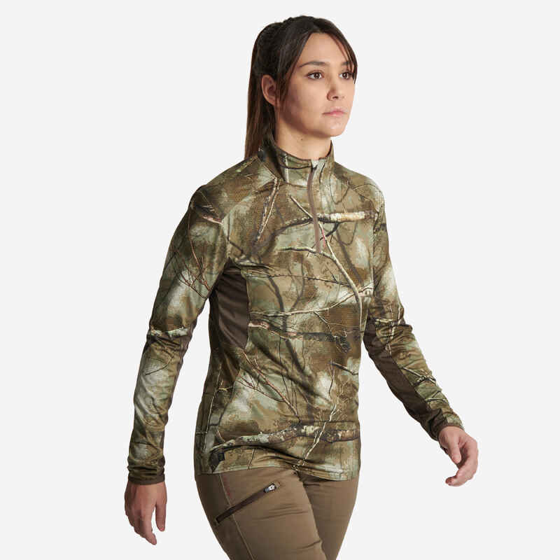 WOMEN'S HUNTING LONG-SLEEVE BREATHABLE SILENT T-SHIRT TREEMETIC 500