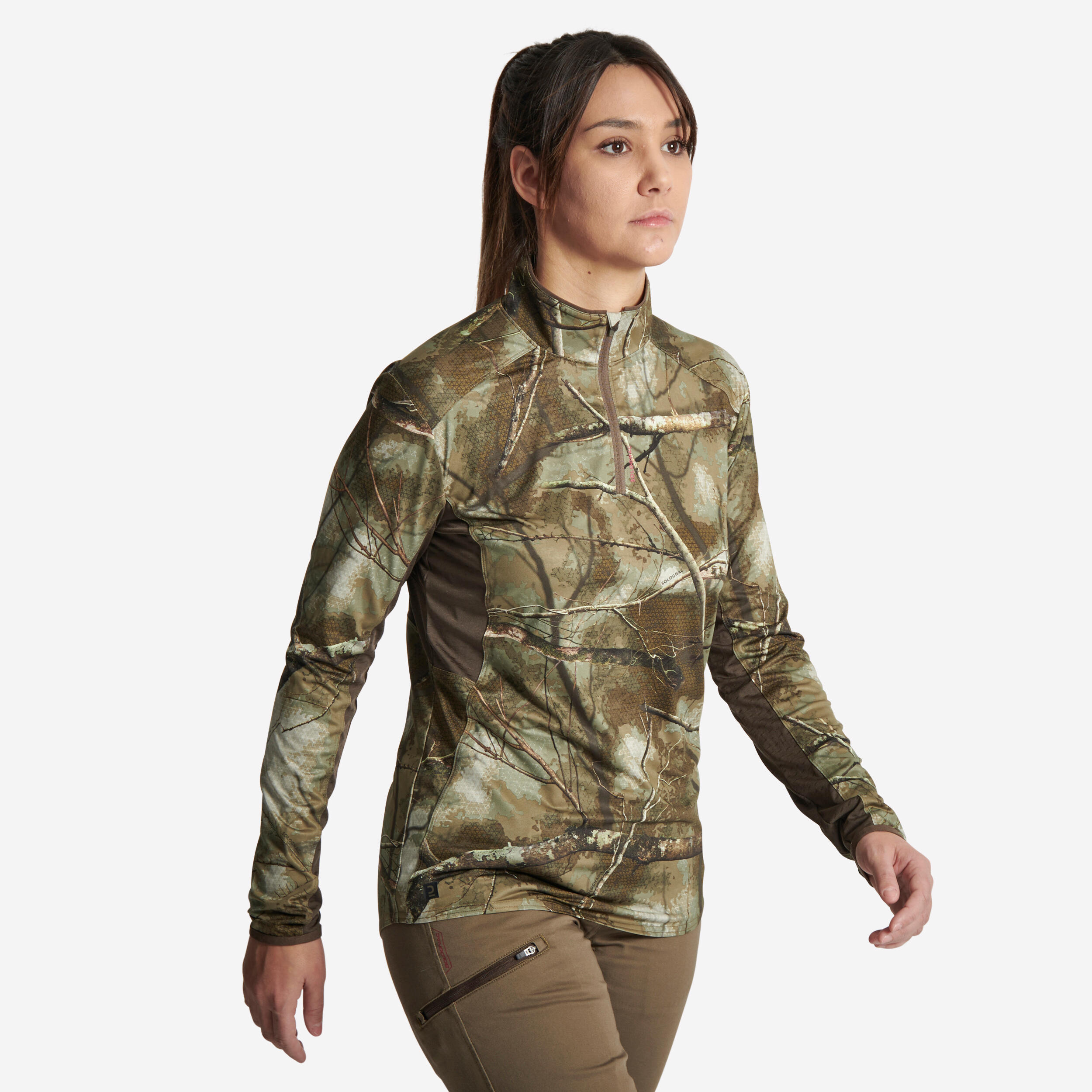 SOLOGNAC Geluidloos en ademend camouflageshirt dames Treemetic 500