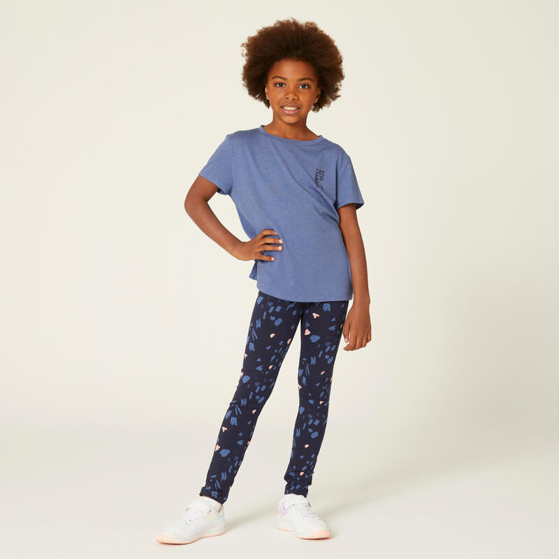 Katoenen meisjeslegging blauw met dessin