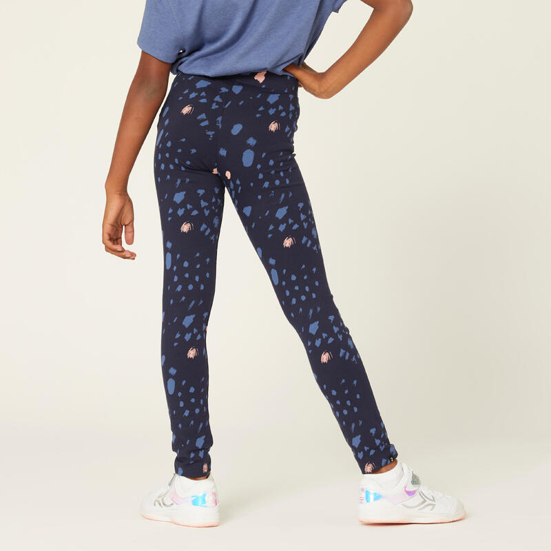 Katoenen meisjeslegging blauw met dessin