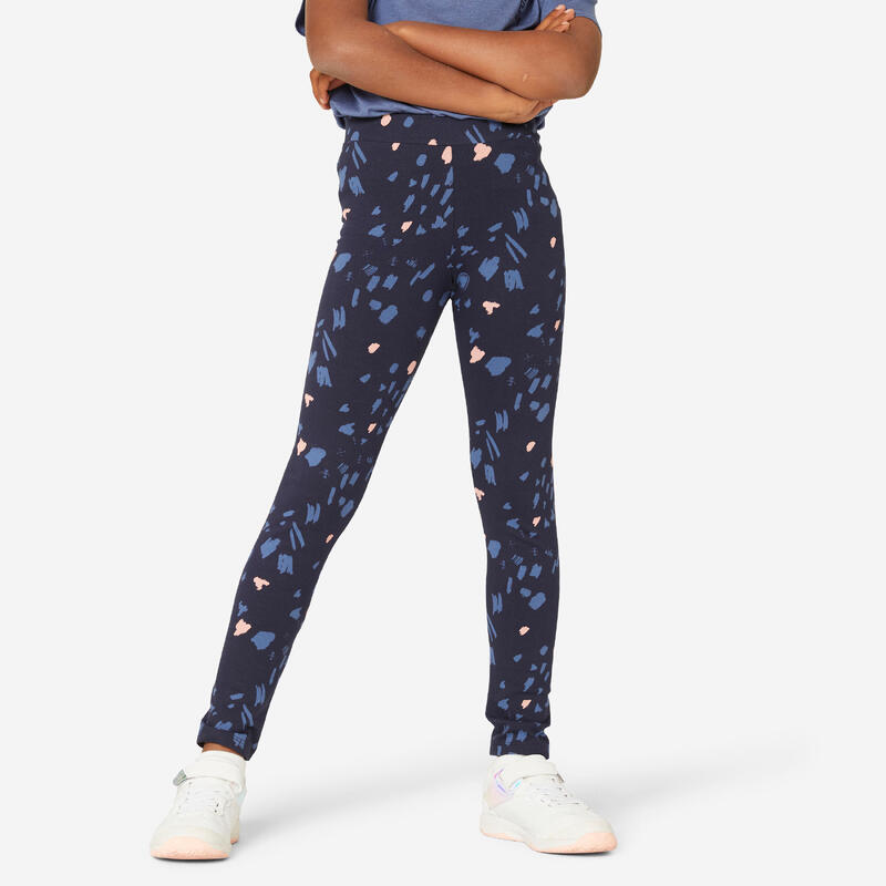 Legging coton fille, imprimé bleu