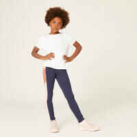 Girls' Breathable Leggings S500 - Navy Blue/Pink