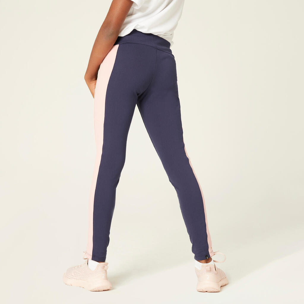 Legging fille respirant bleu marine rose - S500