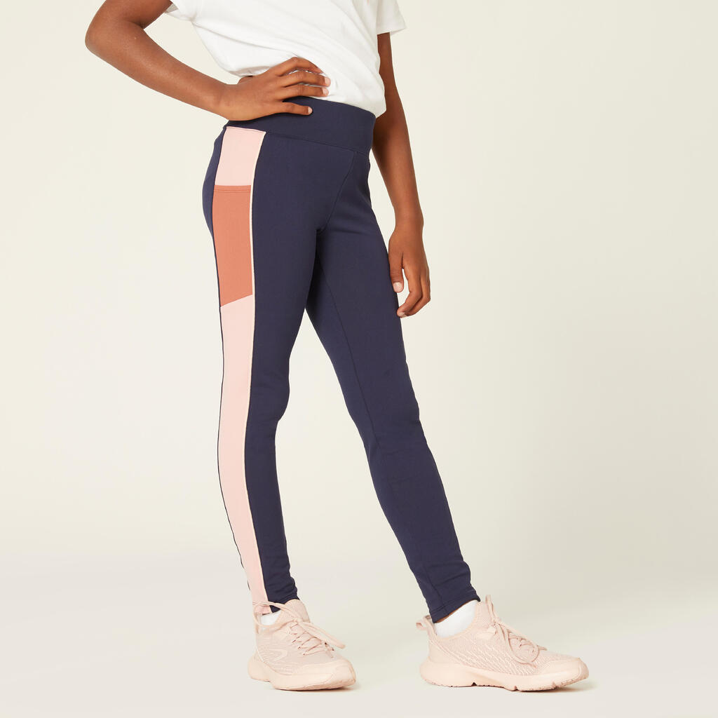 Legging fille respirant bleu marine rose - S500