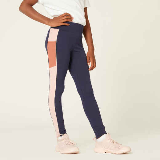 
      Legging fille respirant bleu marine rose - S500
  