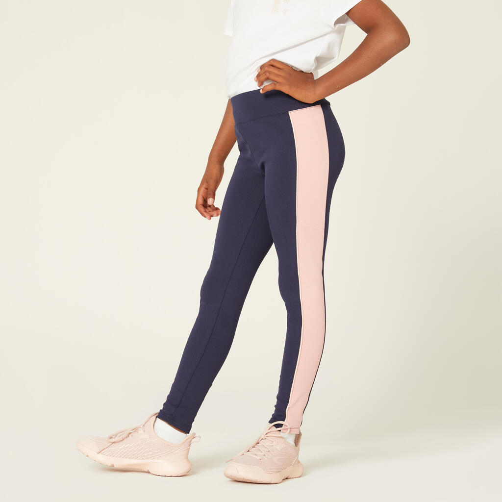 Legging fille respirant bleu marine rose - S500