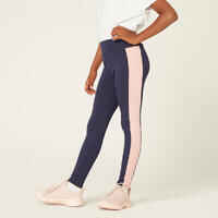 Girls' Breathable Leggings S500 - Navy Blue/Pink