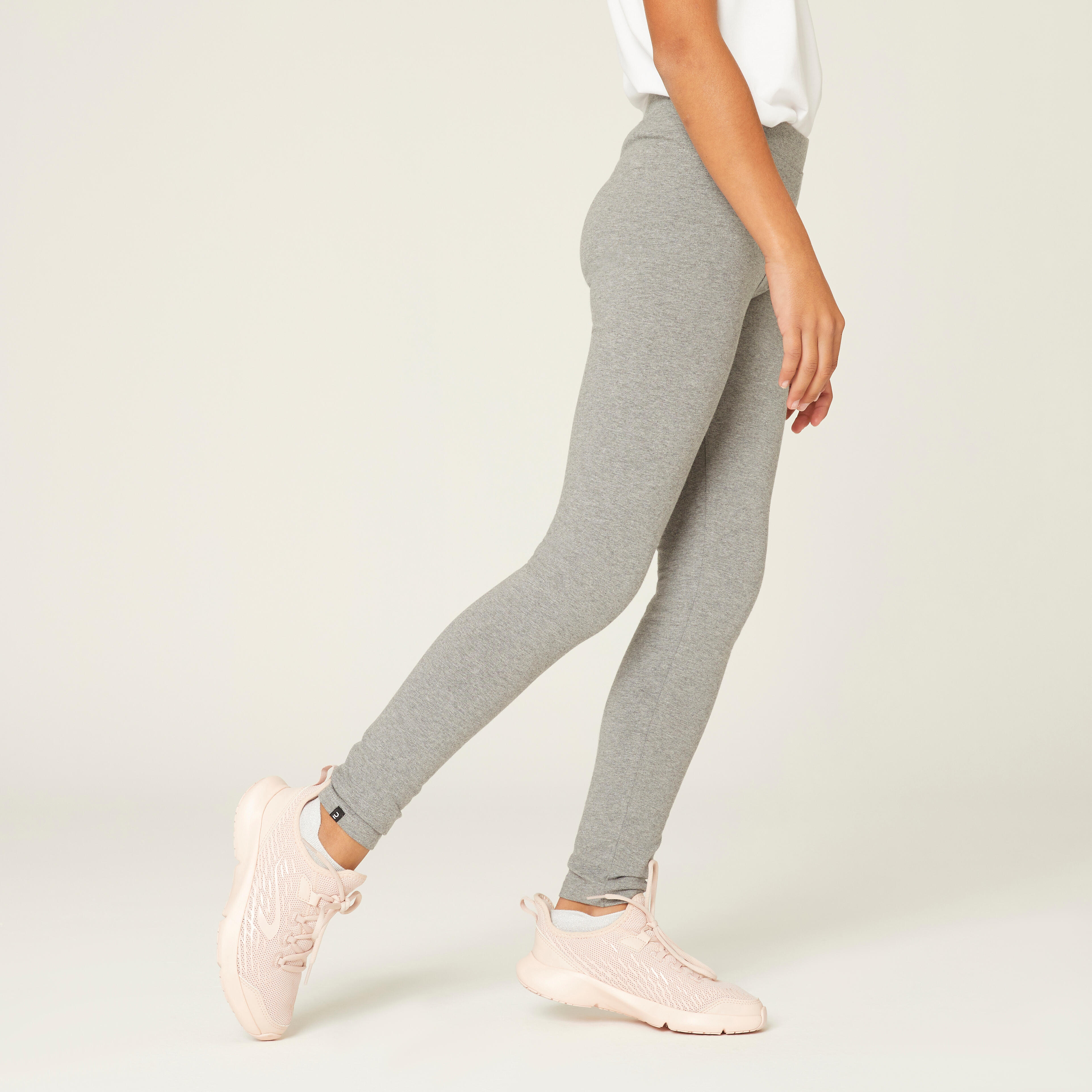Kids’ Cotton Leggings - 500 Grey - DECATHLON