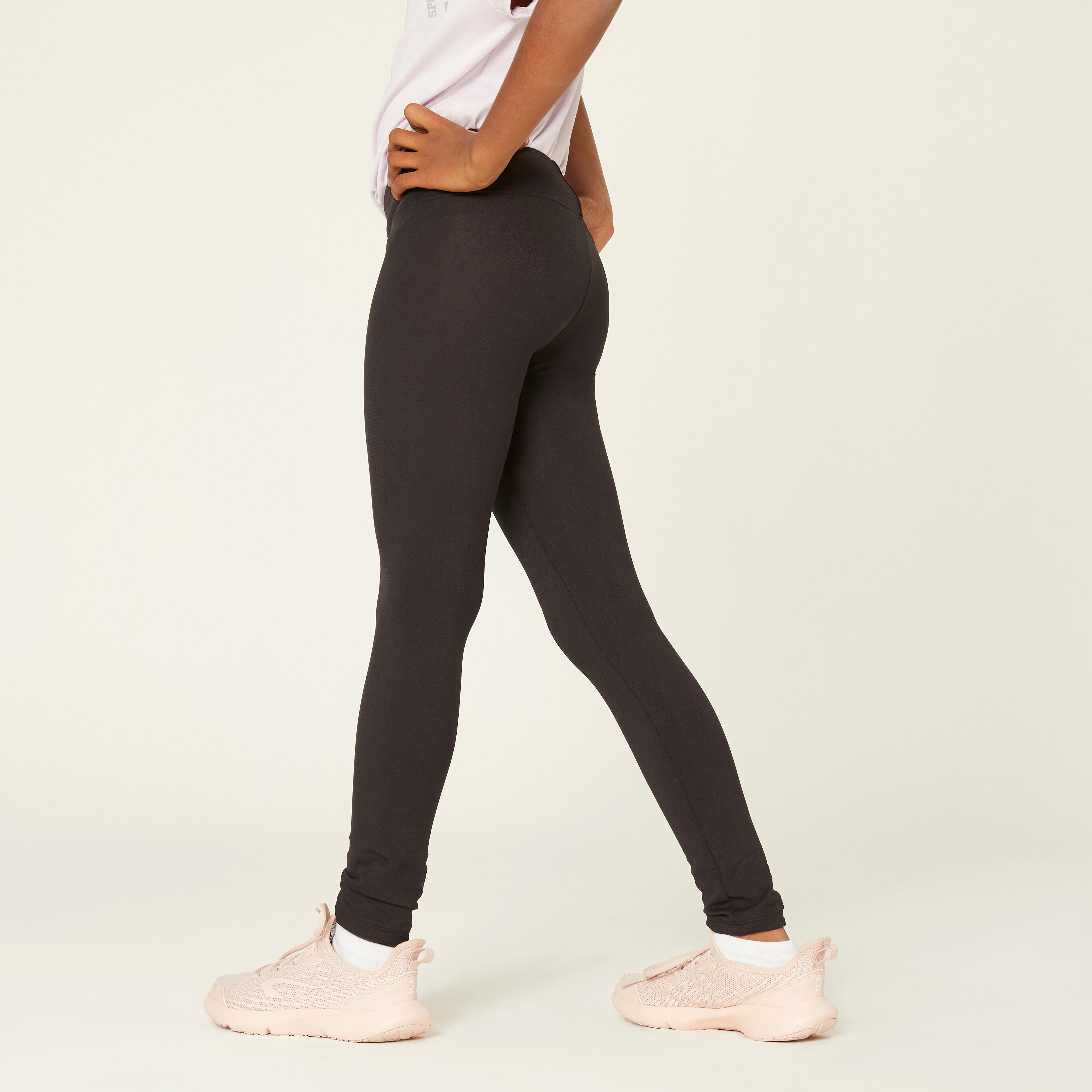 Girls Breathable Leggings Black Decathlon